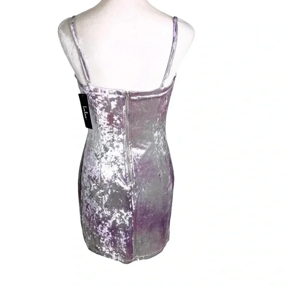 NWT Lulus Whatever Forever Tie Dye Crushed Velvet Bodycon Dress Lavender Size M - Picture 6 of 10